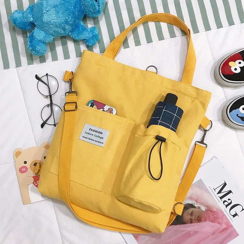 Canvas Bags Students Handbag With Pockets Preppy Buckpack Shoulder Bag For Women